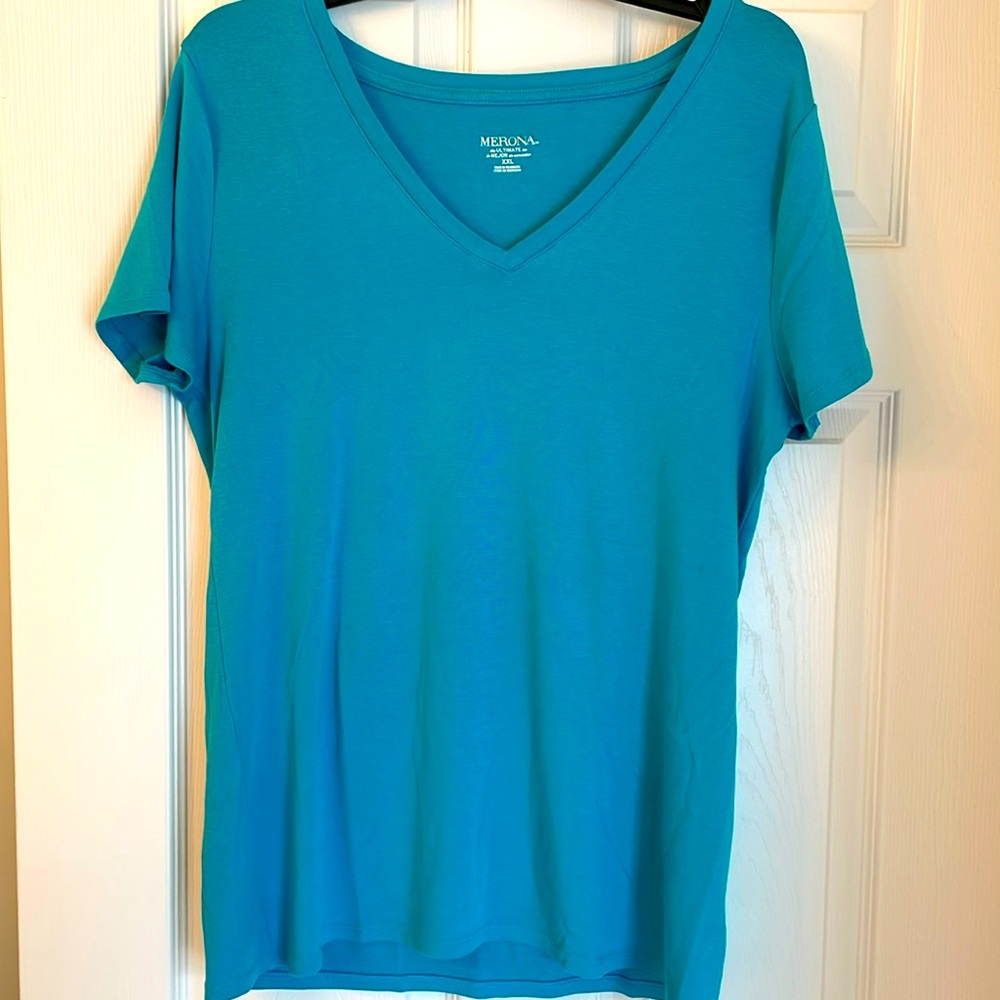 Merona Plus XXL Aqua Pima cotton V-neck long body “the ultimate tee”